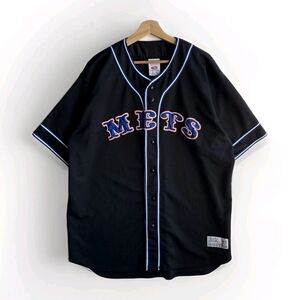 Men's Vtg MLB Genuine Merchandise NY Mets Black Blue Size XL Baseball Jersey
